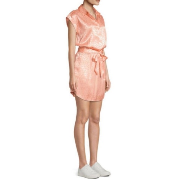 Joie NWT pink satin leopard mini belted dress S - Picture 3 of 13